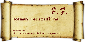Hofman Feliciána névjegykártya